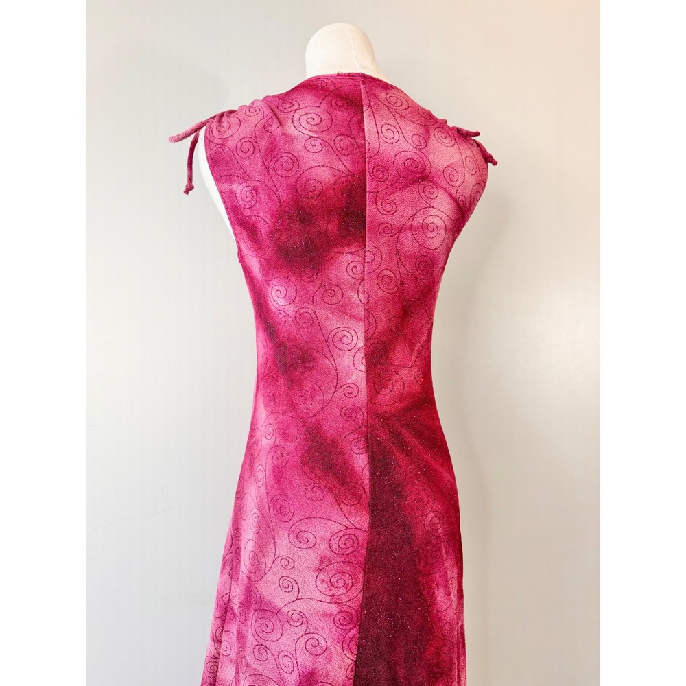 Vintage 1990s / 2000s Pink Sparkly Dress Fairy Whimsical 90s Y2K 00s Tie Dye M L - Picture 7 of 8